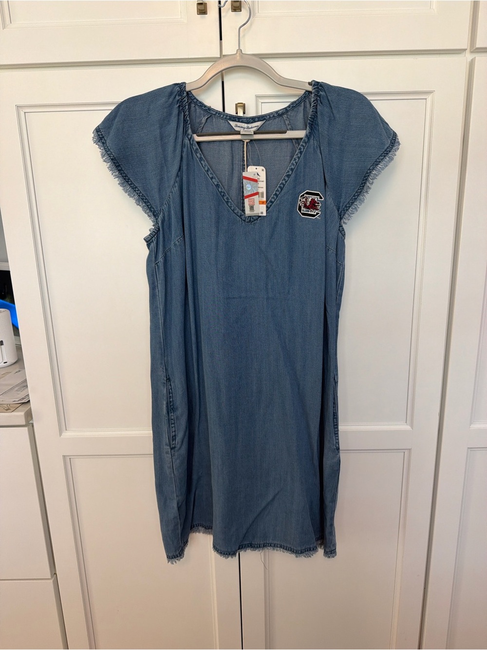 Tommy Bahama Chambray Blue V-Neck Shift Dress
